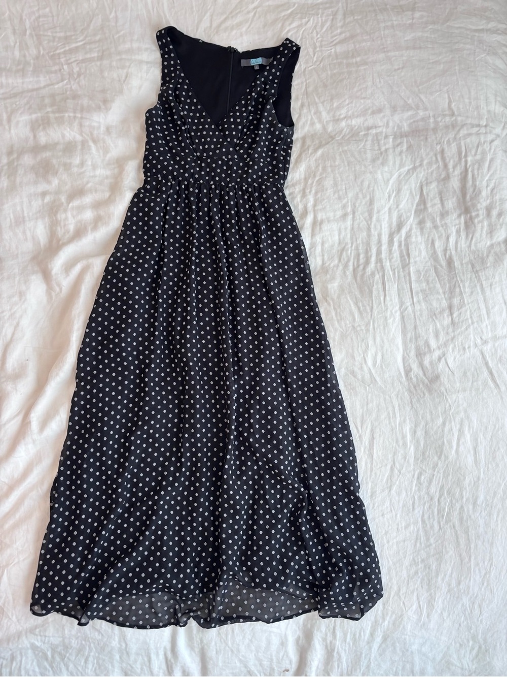 Eva Franco Black Polka Dot Maxi Dress